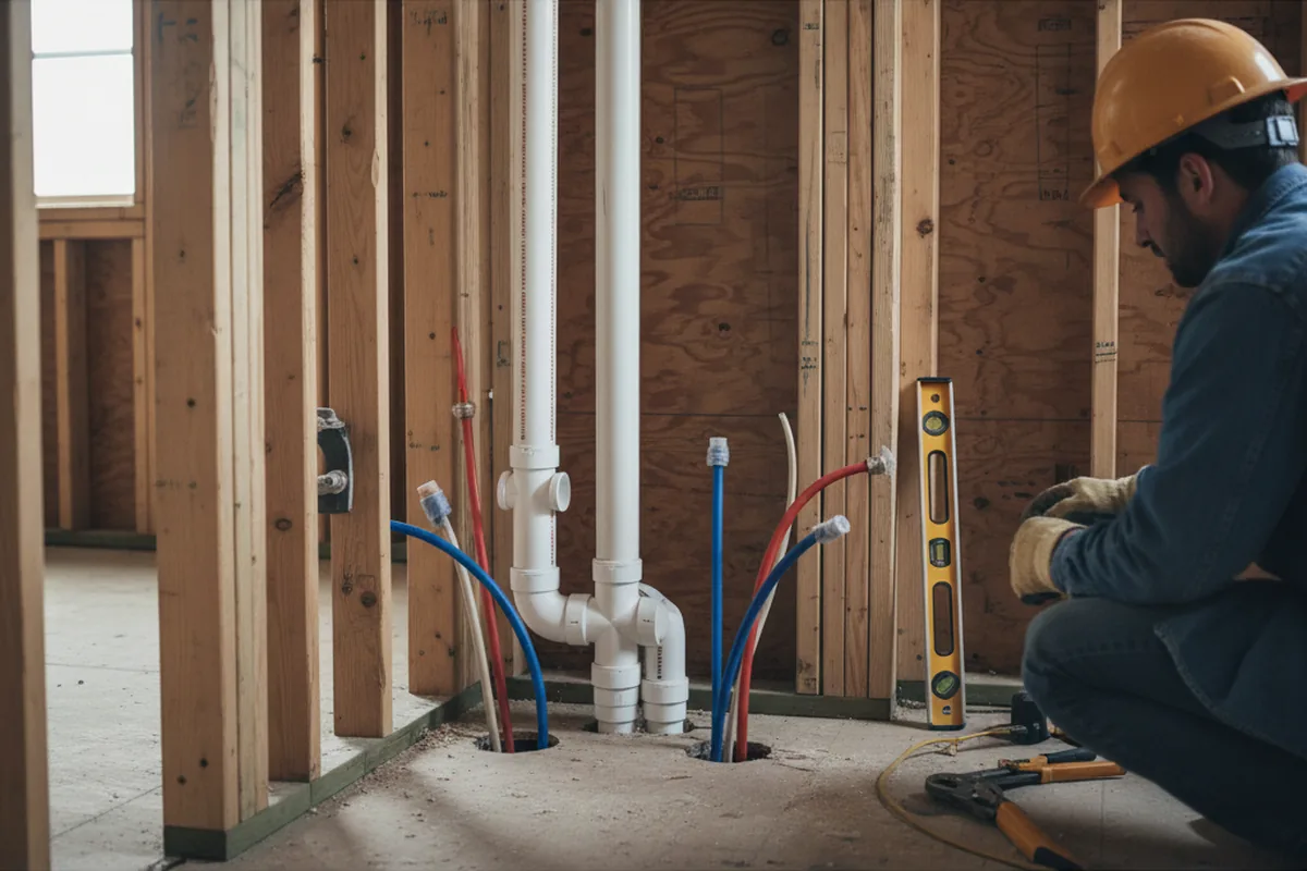 Drain and supply rough-in during Toilet Repair and Installation in Felicity
